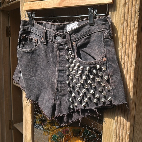 Levi's 501 Upcycled Studded Cut Off Jean Shorts - Picture 6 of 12